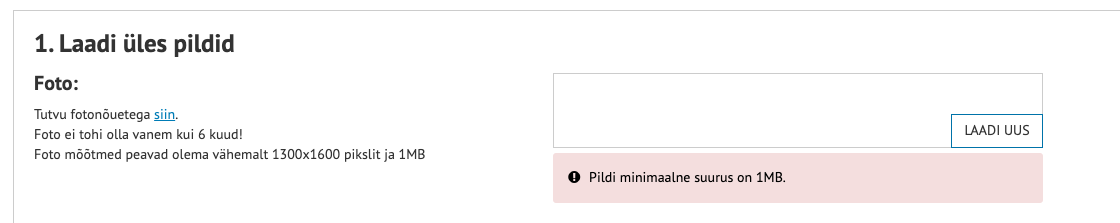 Pildi nõuded